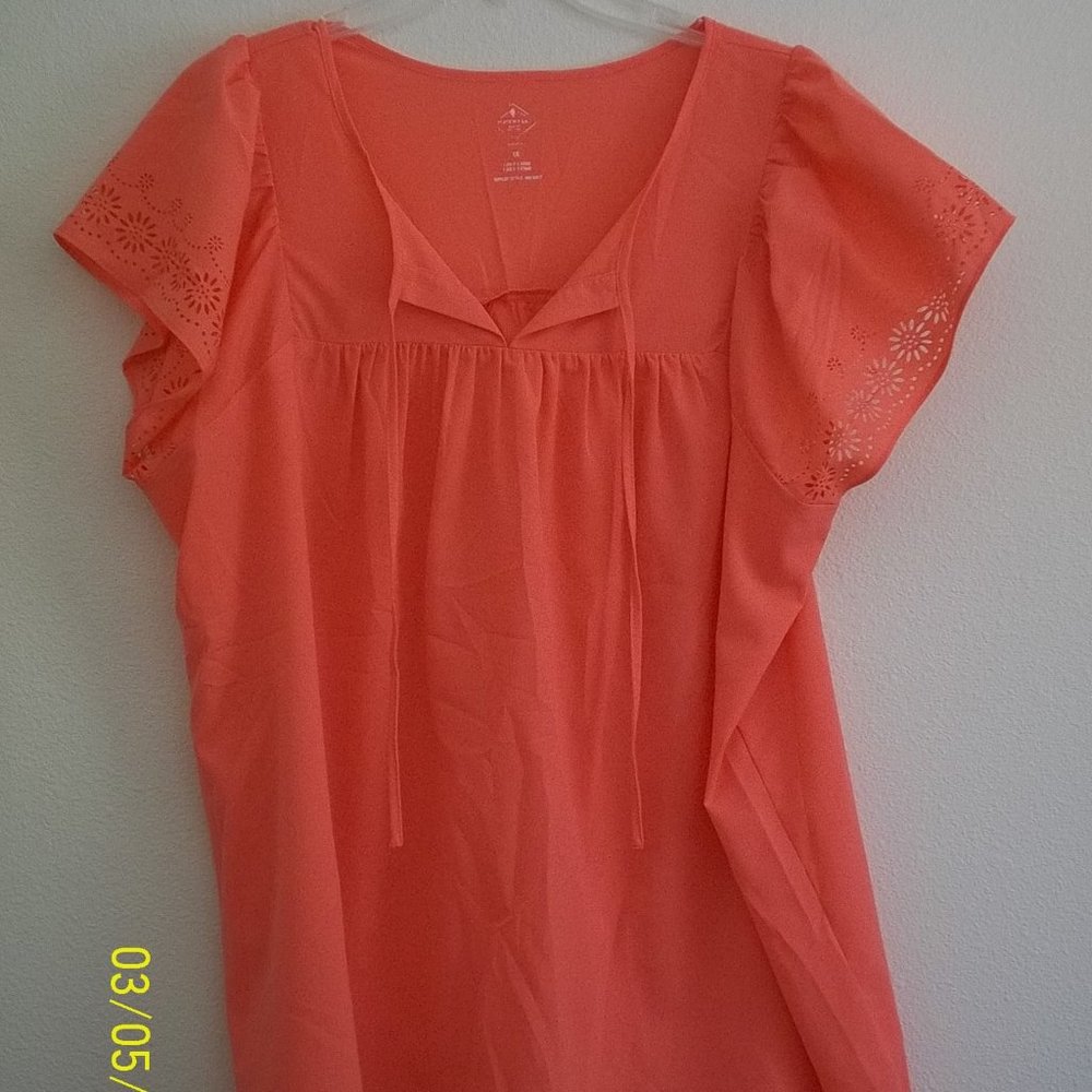 St Johns Bay Orange Short Sleeve 1X Tunic